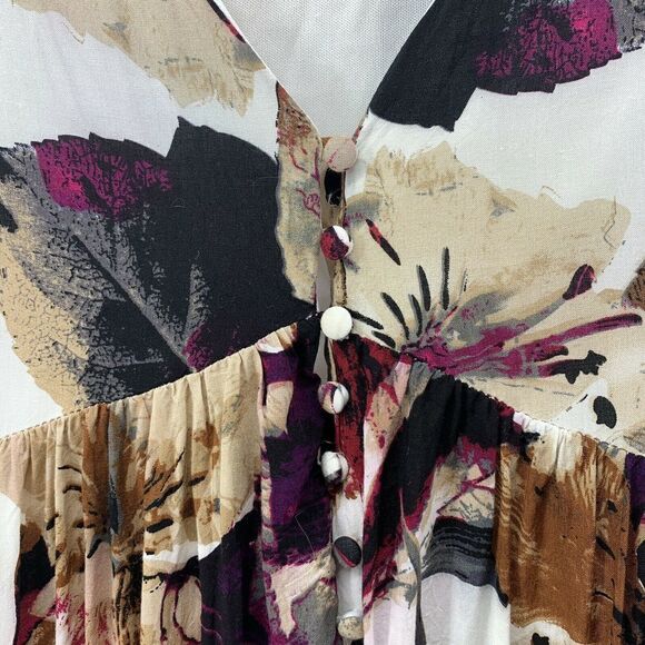 Entro 3/4 Sleeve Floral V Neck Baby Doll Tunic S - Picture 5 of 9